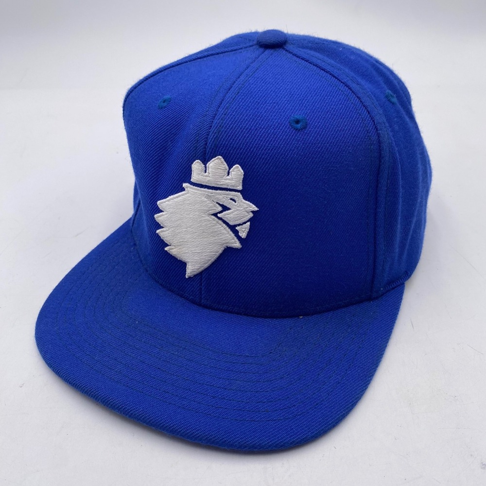 Mitchell & Ness Lion Crown Snapback Hat Unisex OS Blue‎ White Wool Blend Retro